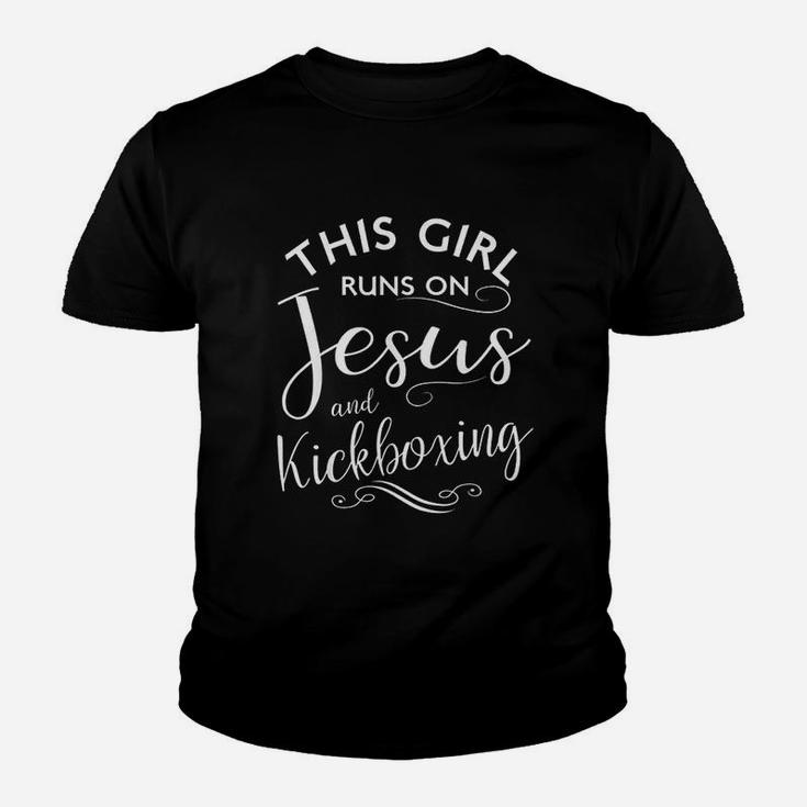 This Girl Runs On Jesus And Kickboxing Youth T-shirt