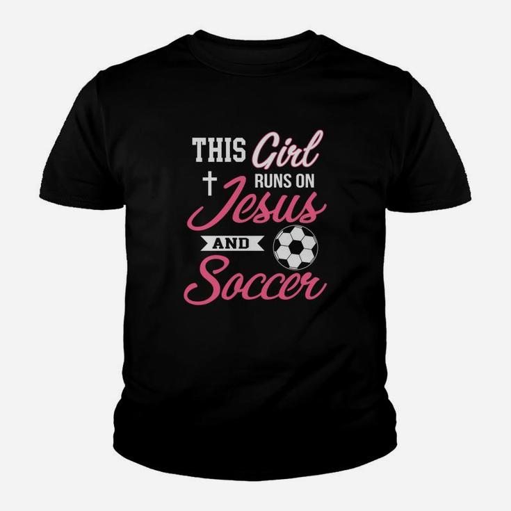 This Girl Runs On Jesus And Soccer For Women Youth T-shirt