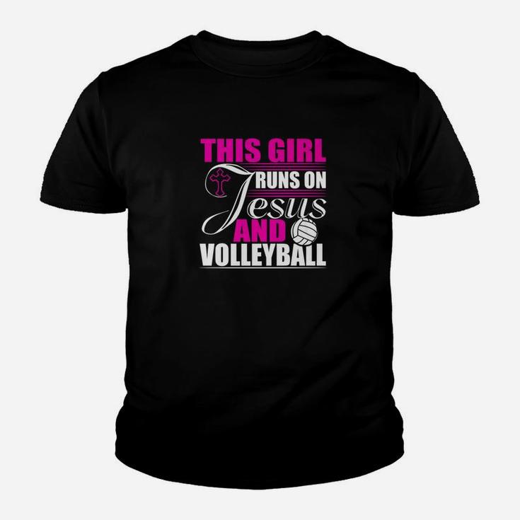 This Girl Runs On Jesus And Volleyball Christian Youth T-shirt