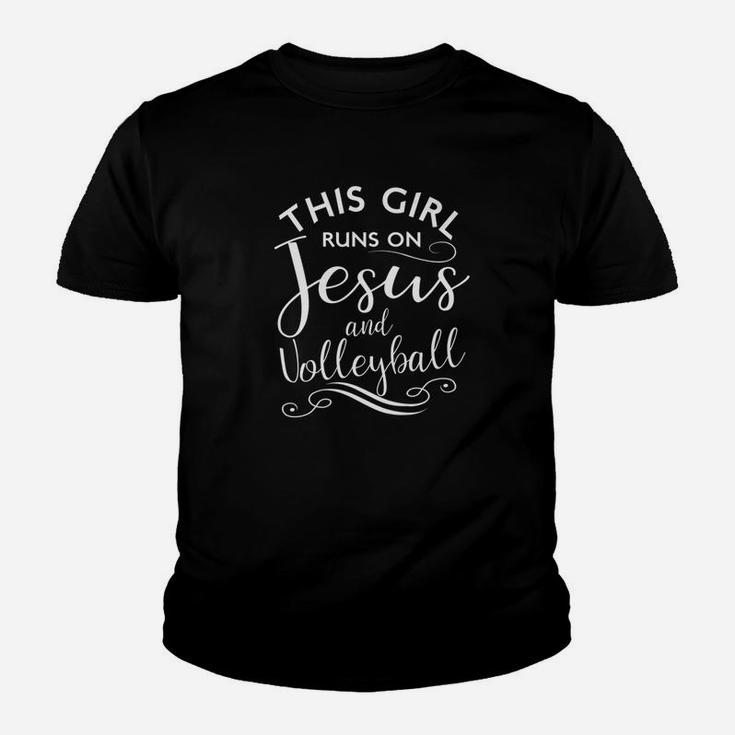 This Girl Runs On Jesus And Volleyball Sports Lovers Youth T-shirt