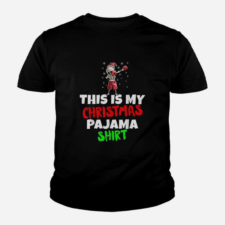 This Is My Christmas Pajama Dabbing Skeleton Boxing Youth T-shirt