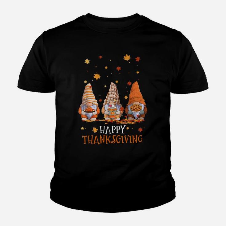 Three Gnomes Happy Thanksgiving Autumn Fall Pumpkin Spice Youth T-shirt