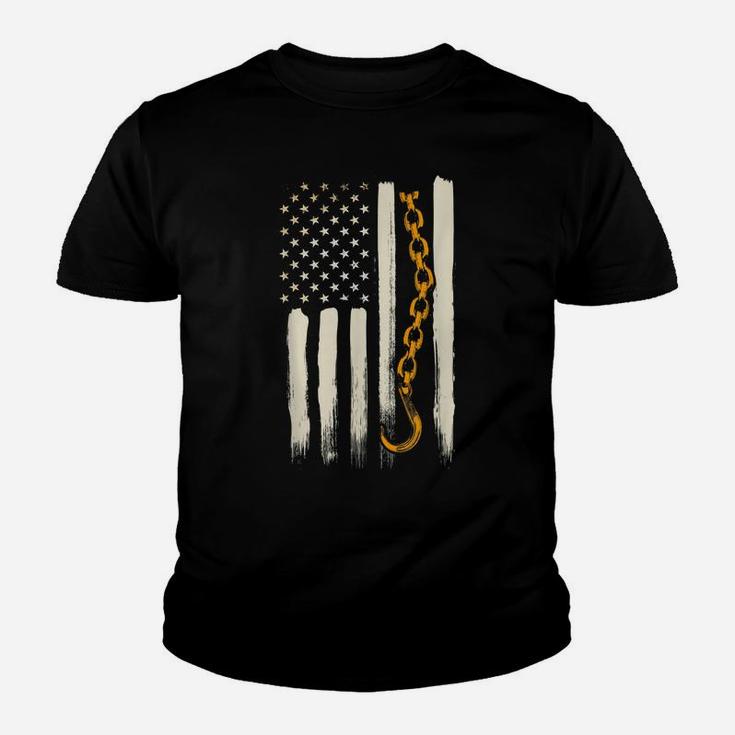 Tow Truck Driver Gifts American Flag Patriotic Towing Youth T-shirt