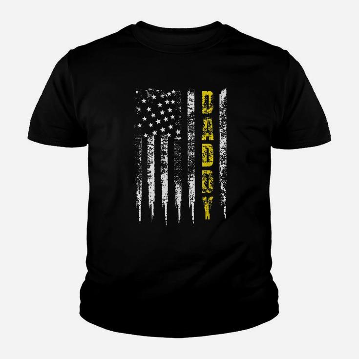 Tow Truck Driver Yellow Line Daddy Us Flag Distressed Gift Youth T-shirt