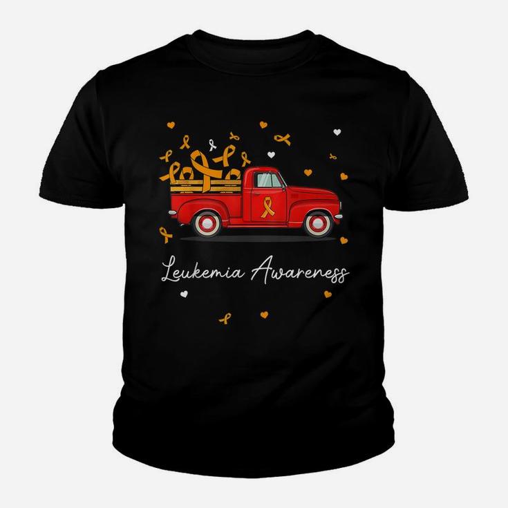 Truck Carrying Orange Ribbon Leukemia Awareness Youth T-shirt