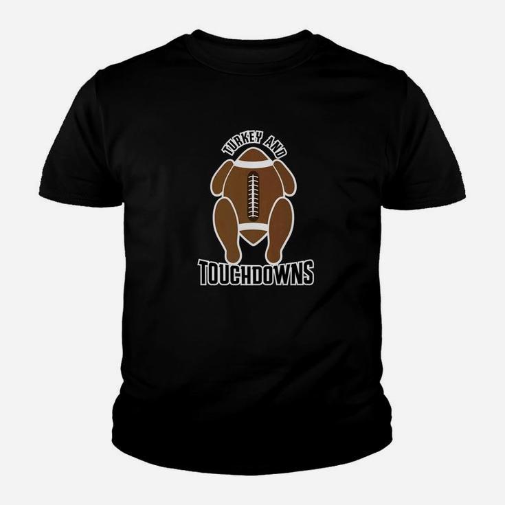 Turkey And Touchdowns Thanksgiving Day Foodfootball Youth T-shirt