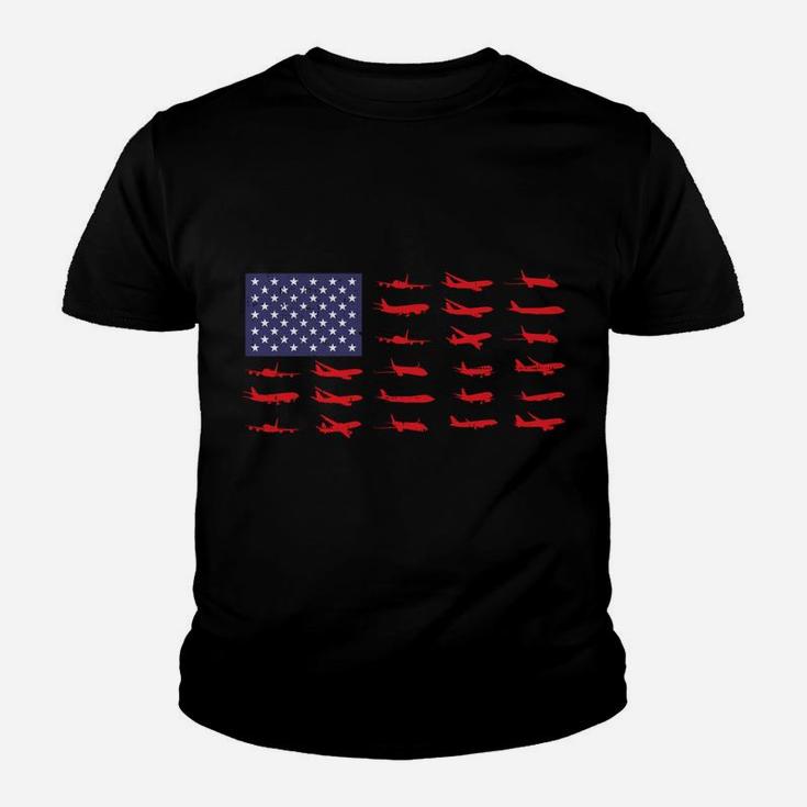 Us Flag Airplanes Patriotic Aviation American Pilot Gift Sweatshirt Youth T-shirt