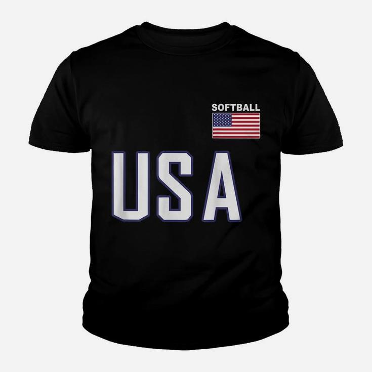 Usa Flag Softball  Pocket Team Jersey Gift Top Tee Youth T-shirt