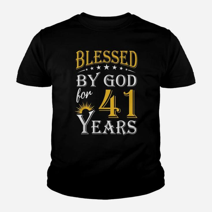 Vintage Blessed By God For 41 Years Happy 41St Birthday Youth T-shirt