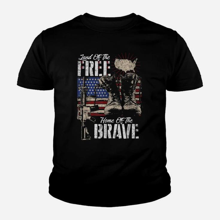 Vintage Land Of The Free Home Of The Brave US Army Veteran Youth T-shirt