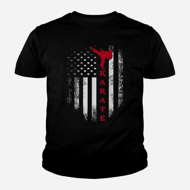Vintage Usa Red White Karate American Flag  Cool Gift Youth T-shirt