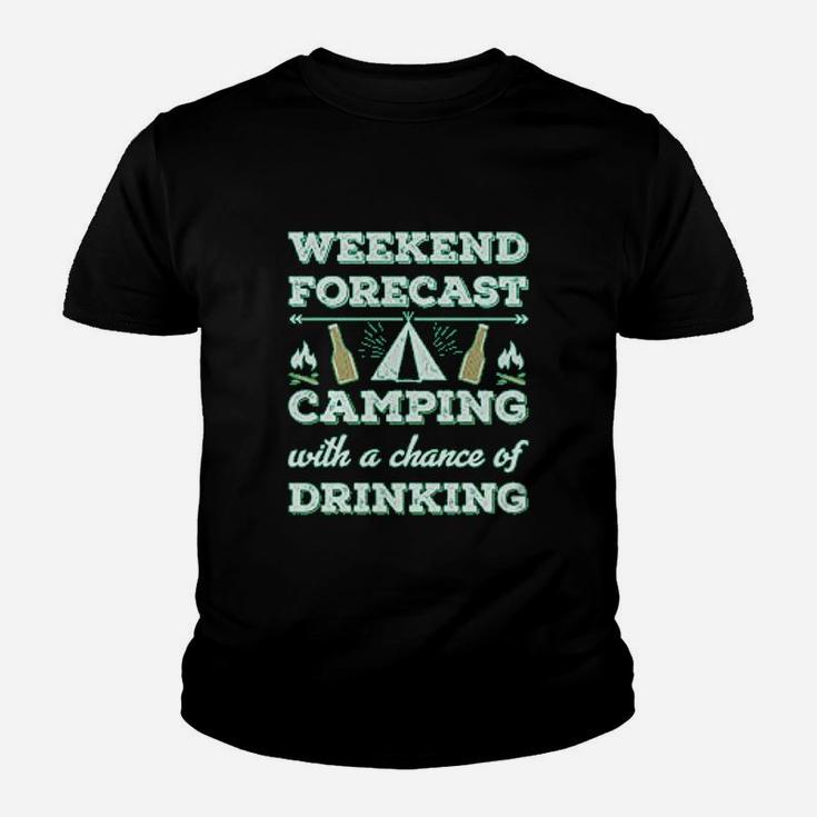 Weekend Forecast Camping Drinking Funny Camping Gift Youth T-shirt