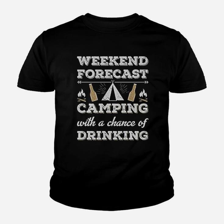 Weekend Forecast Camping With Drinking Funny Camping Gift Youth T-shirt