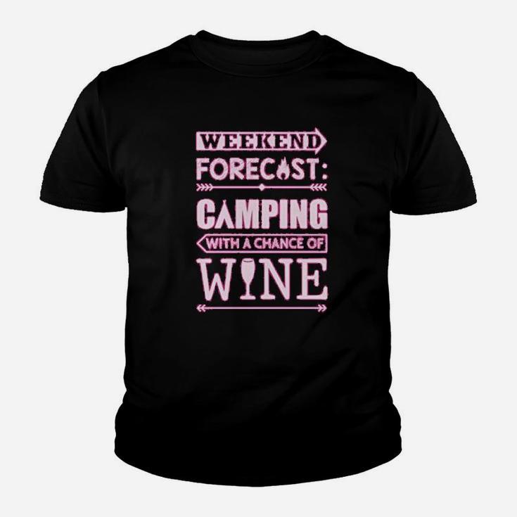 Weekend Forecast Camping With Wine Funny Camping Youth T-shirt