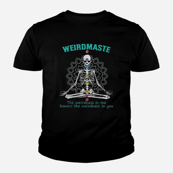 Weirdmaste Meditation Yoga Definition Funny Skeleton Yoga Youth T-shirt