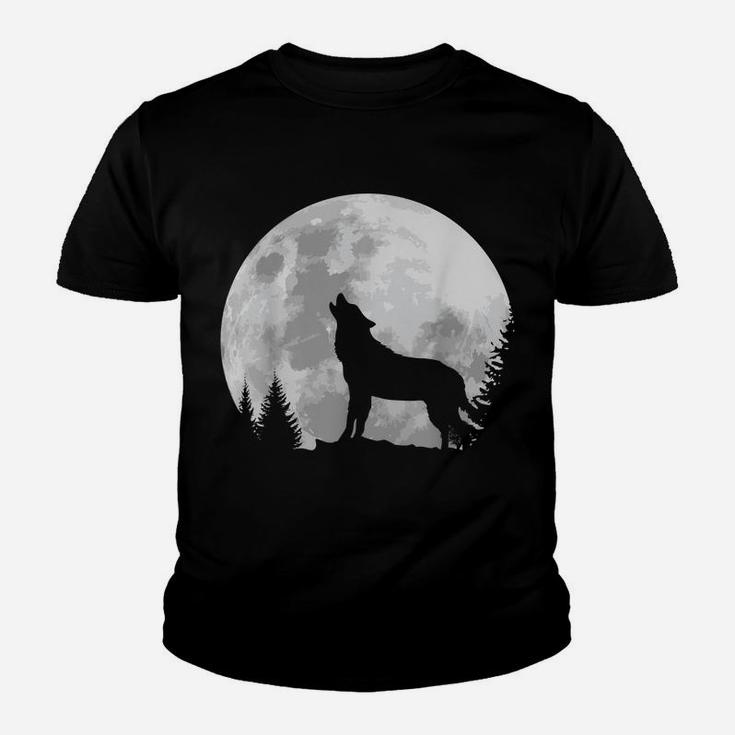 Wolf Shirt Full Moon Forest Howling Nature Hunting Gift Youth T-shirt