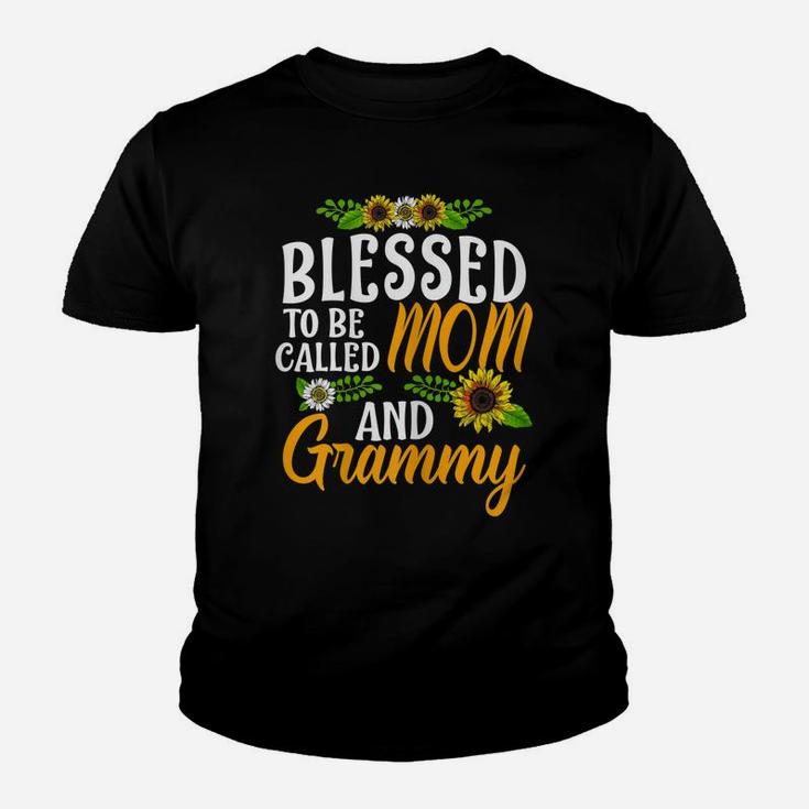 Womens Blessed To Be Called Mom And Grammy Thanksgiving Christmas Youth T-shirt