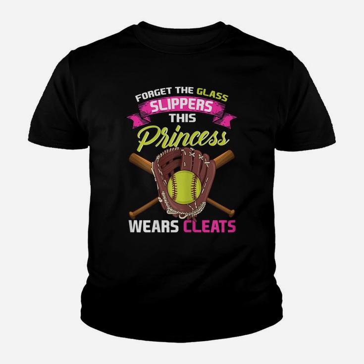 Womens Softball Forget Glass Slippers This Princess Wears Cleats Youth T-shirt
