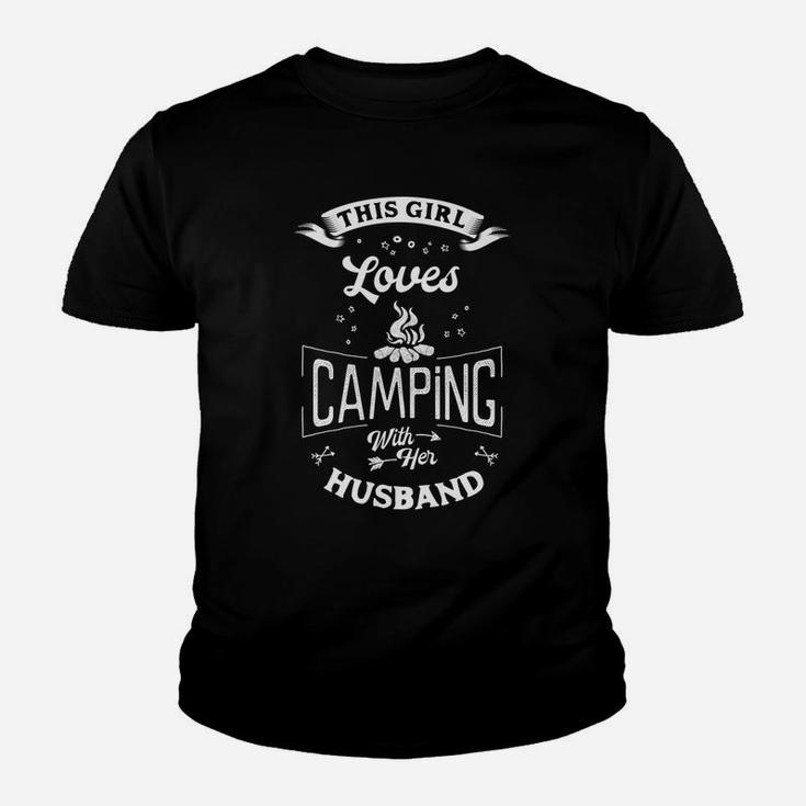 Womens This Girl Loves Camping With Her Husband Funny Camping Youth T-shirt