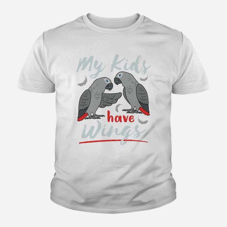 African Grey Parrot Mom Dad Cute Pet Bird My Kids Have Wings Sweatshirt Youth T-shirt