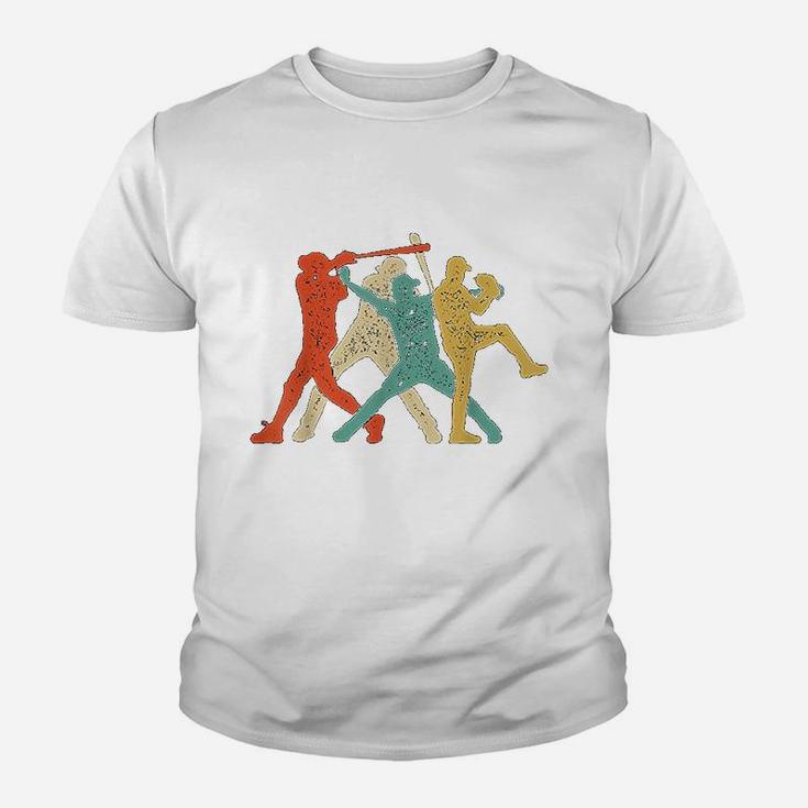 Baseball Retro Vintage Catcher Pitcher Batter Boys Youth T-shirt