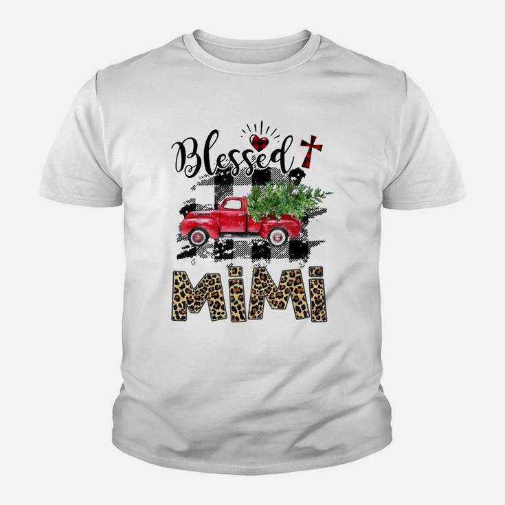 Blessed Mimi Christmas Red Truck Car Youth T-shirt