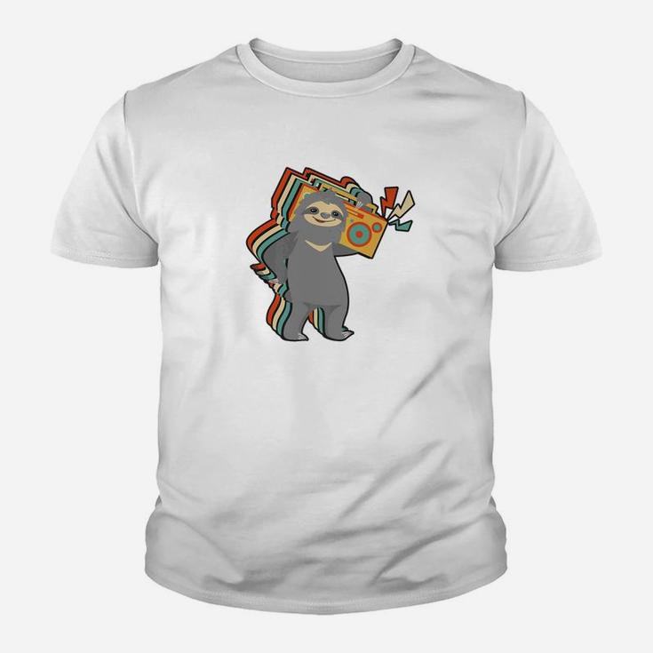 Cute Sloth Dancing With Radio Pet Animal Lover Youth T-shirt
