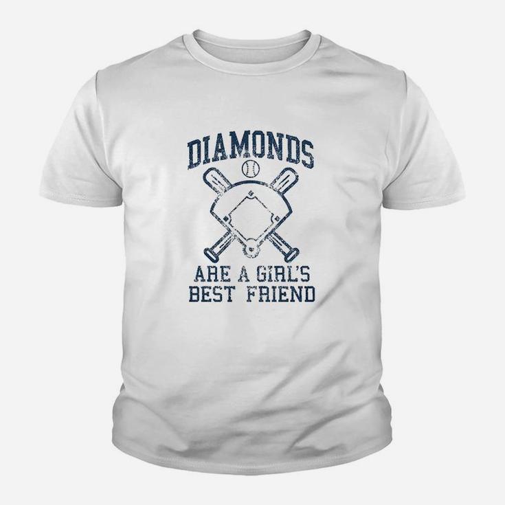 Diamonds Are A Girls Best Friend Funny Cute Baseball Youth T-shirt