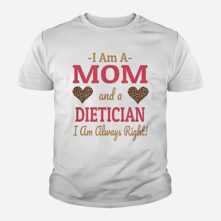 Dietician Mom Leopard Print Hearts Cute Funny Saying Gift Youth T-shirt