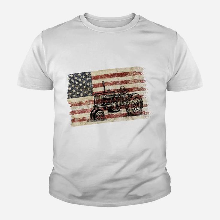Farming Patriotic American Usa Flag Antique Tractor Sweatshirt Youth T-shirt
