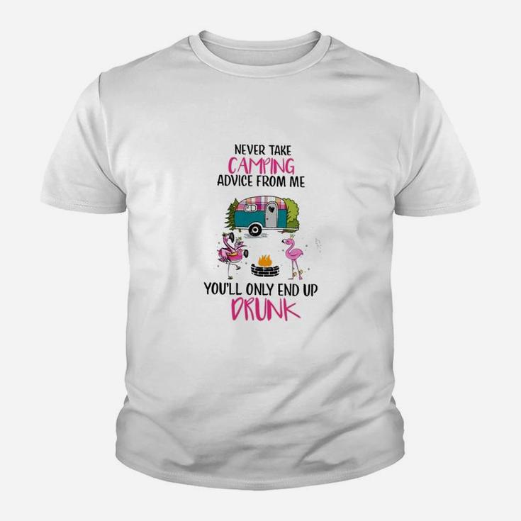 Flamingo Never Take Camping Advice From Me Youth T-shirt