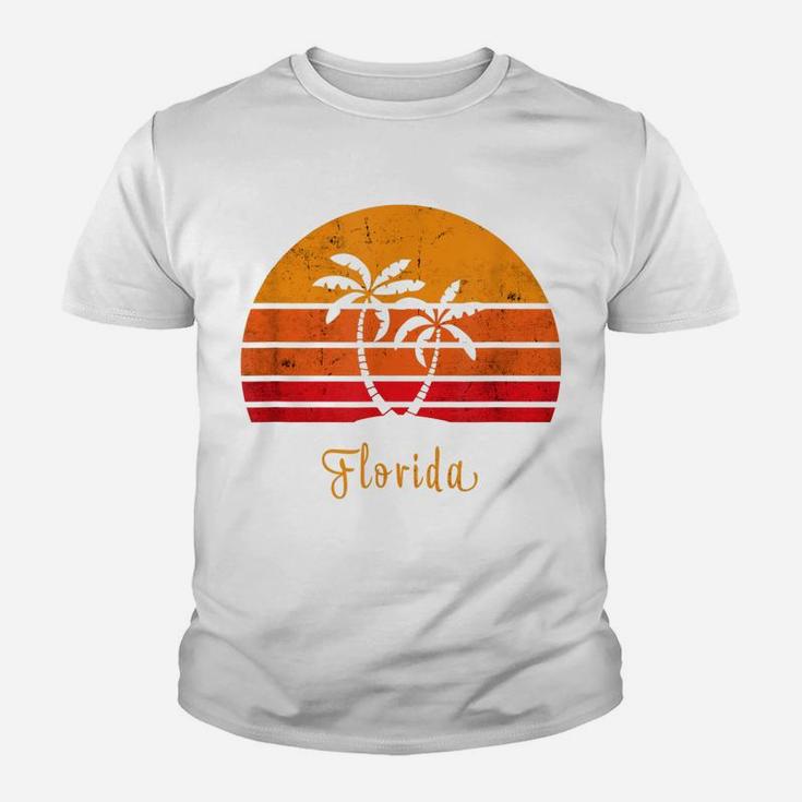 Florida Retro Vintage Sunset Palm Tree Tropical Beach Sunset Youth T-shirt