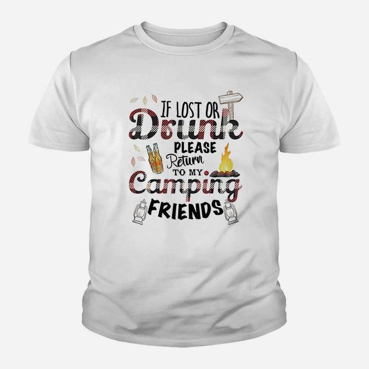 Funny Camping With Sayings If Lost Or Drunk Youth T-shirt