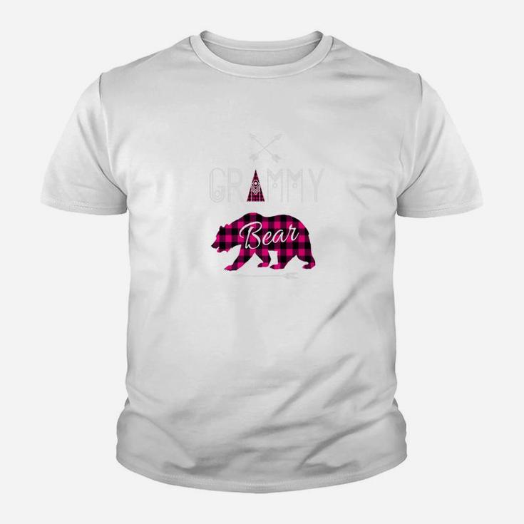 Grammy Bear Family Pink Buffalo Plaid Xmas Camping Youth T-shirt