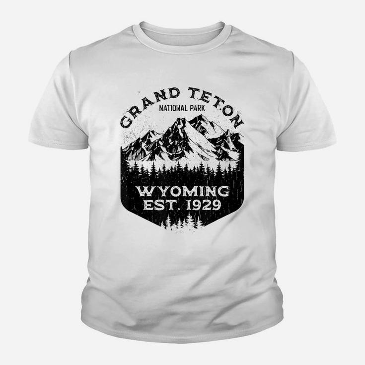Grand Teton Wyoming Vintage Badge Fishing Hunting Camping Youth T-shirt