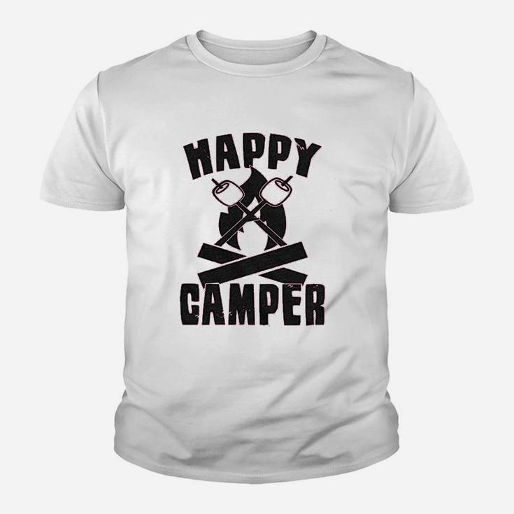Happy Camper Funny Camping Hiking Cool Vintage Graphic Retro Youth T-shirt