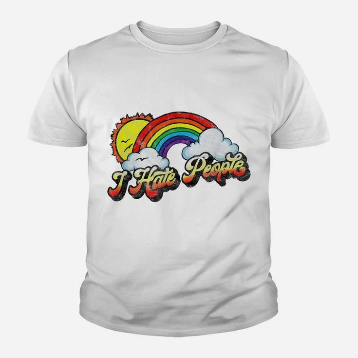 I Hate People Funny Antisocial Distressed Vintage Rainbow Youth T-shirt
