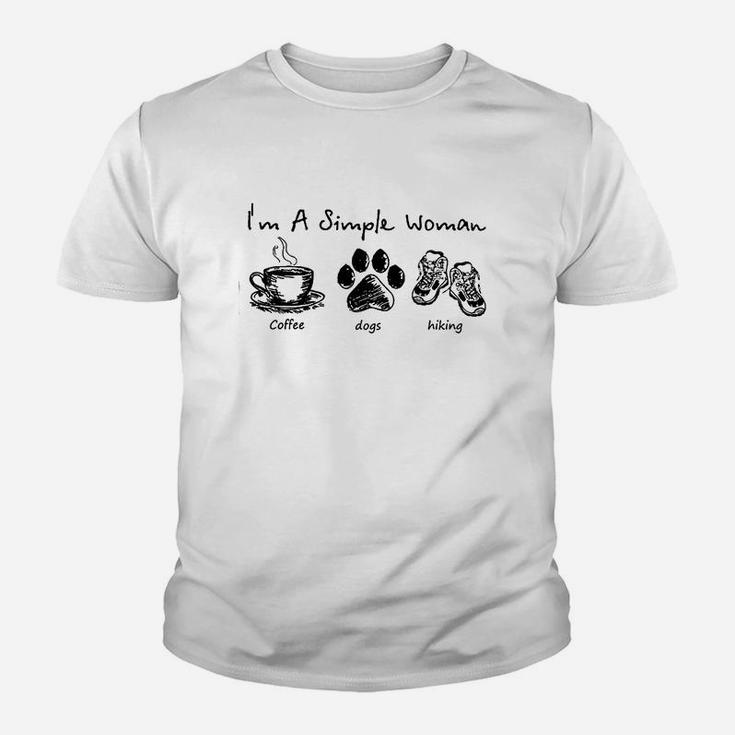I'm A Simple Woman With Coffee Dogs And Hiking Youth T-shirt