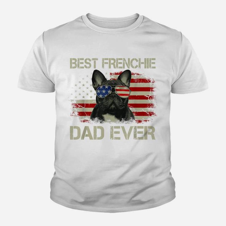 Mens Best Frenchie Dad Ever Tshirt Bulldog American Flag Gift Youth T-shirt