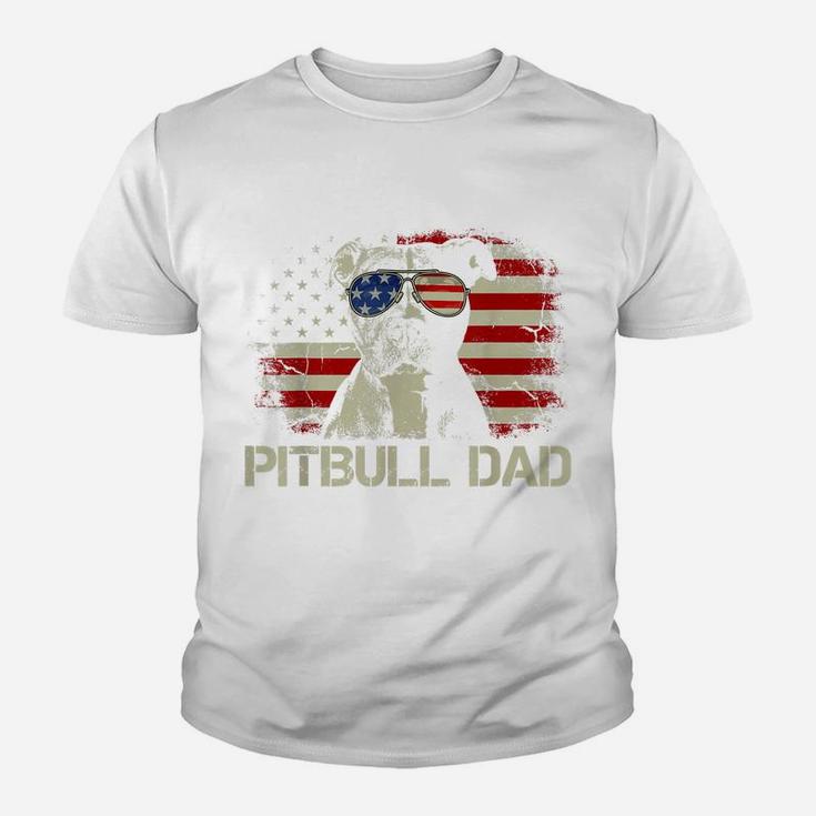 Mens Best Pitbull Dad Ever Shirt American Flag 4Th Of July Gift Youth T-shirt