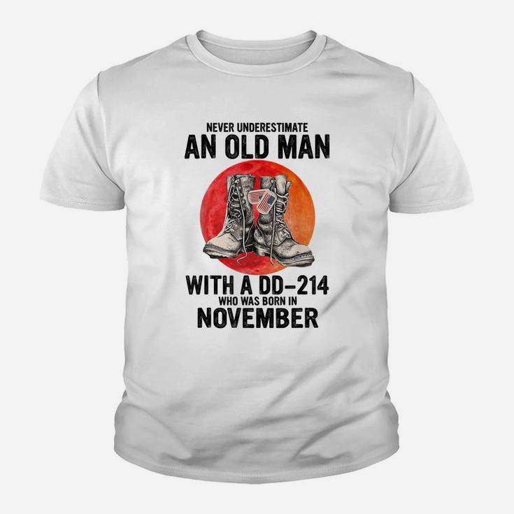 Mens Dad Grandpa Dd214 Born In November Veteran Old Man Birthday Youth T-shirt