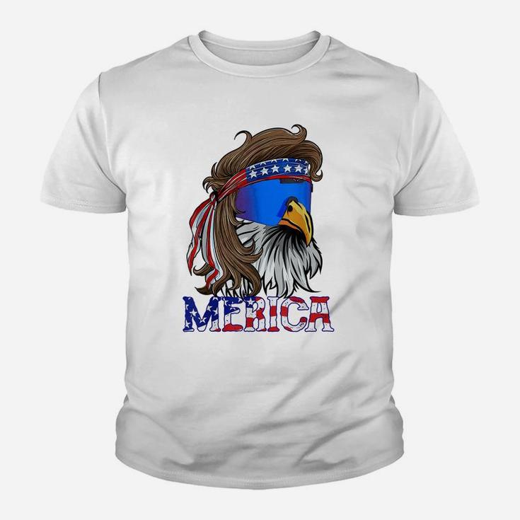 Mens Merica Eagle Mullet Shirt American Flag Usa Men 4Th Of July Youth T-shirt