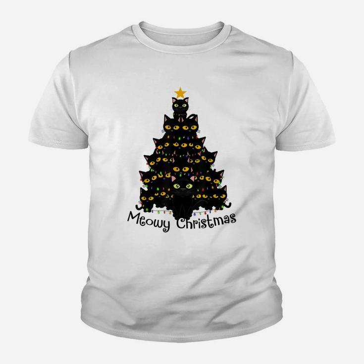 Meowy Cat Christmas Tree Shirt Men Women Tee Plus Size Youth T-shirt