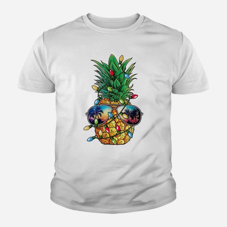 Pineapple Christmas Tree Lights Xmas Men Gifts Sunglasses Youth T-shirt