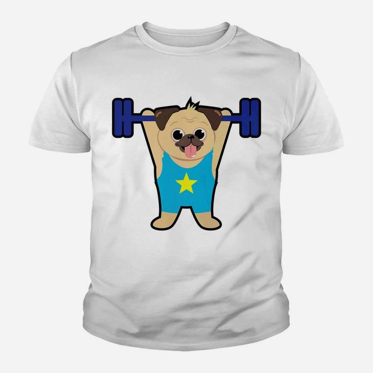 Pug Weight Lifting Funny Dog Lover Workout Fitness Gym Youth T-shirt