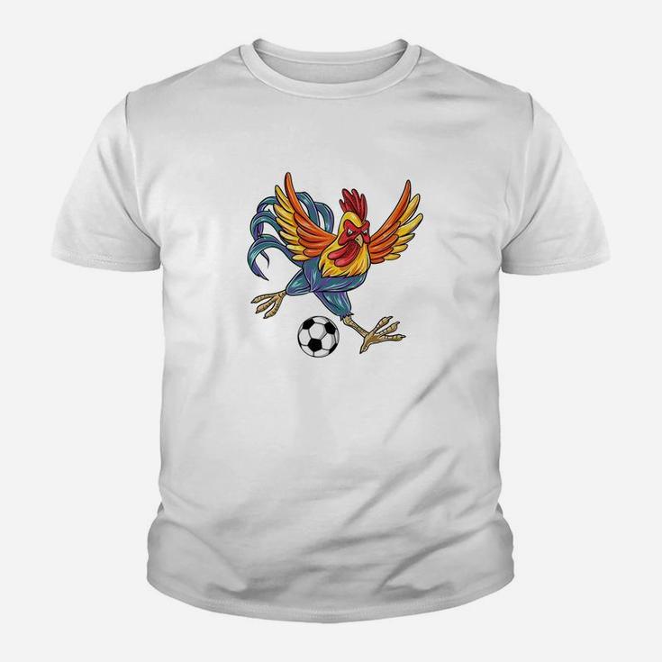 Retro Graphic Cute Art Chicken Playing Football Youth T-shirt