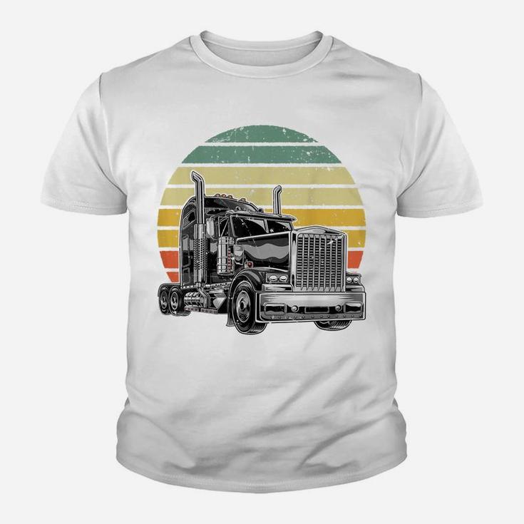 Retro Vintage Trucker Big Rig Semi-Trailer Truck Driver Gift Youth T-shirt
