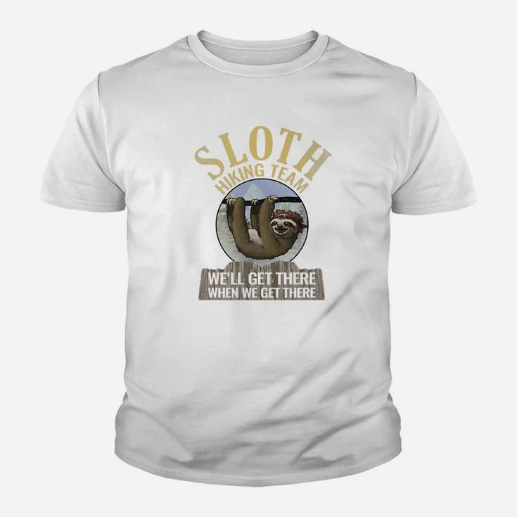 Sloth Hiking Team Well Get There When We Get There Youth T-shirt