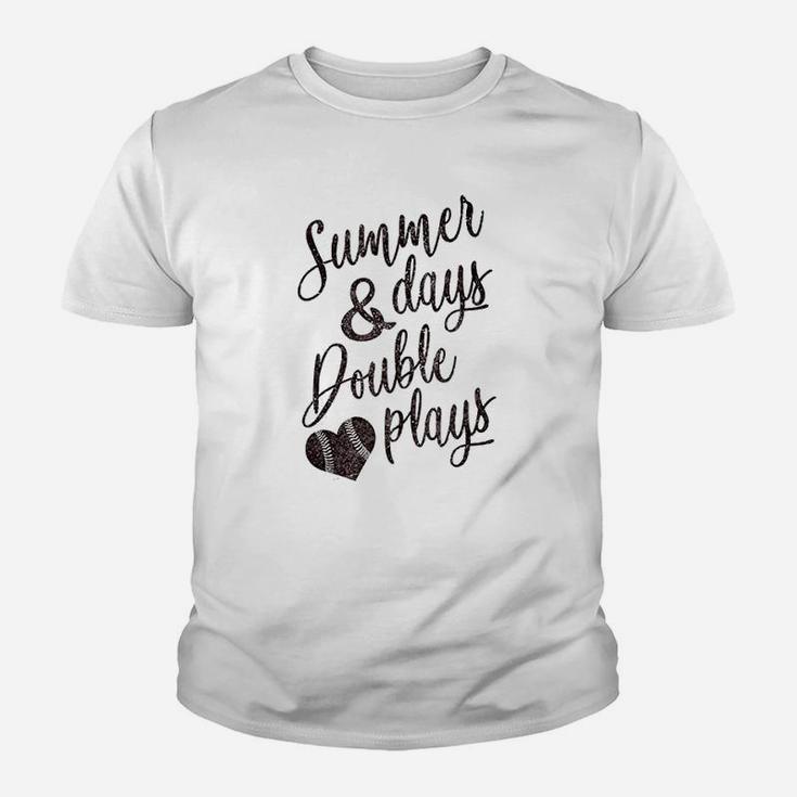 Summer Days Double Plays Baseball Softball Mom Youth T-shirt