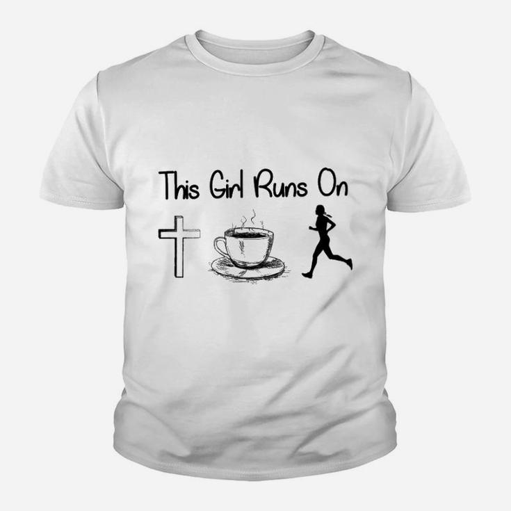 This Girl Runs On Jesus - Coffee And Running Youth T-shirt
